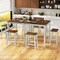 5 Piece Dining Table Set with 4 Saddle Stools for Kitchen Dining Room Apartment-Ash Grey